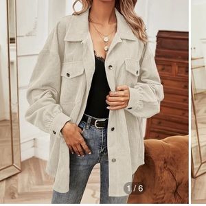 Cream corduroy shacket